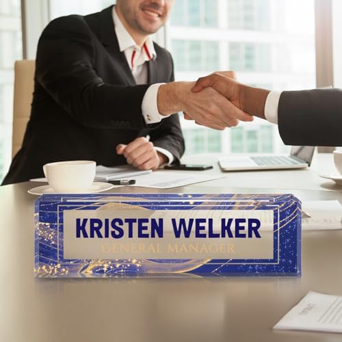 Custom Office Name Plate for Desk - Desk Name Plate Personalized Gifts for Coworkers, Boss, Employees, Teacher, Nurse - Office Desk Decor for Women Men - Employee Appreciation Gifts (Blue Marble) - Image 3