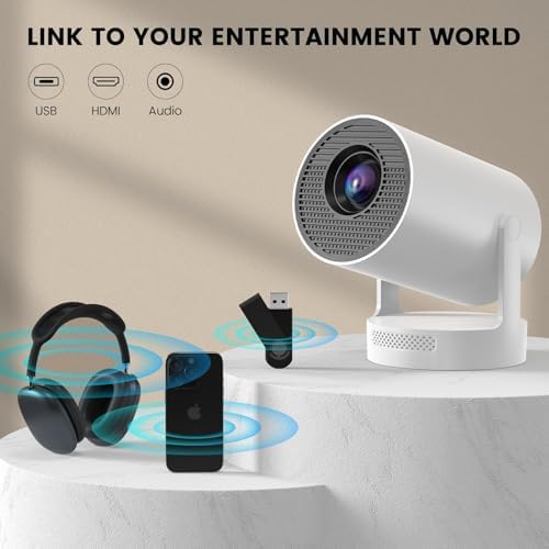 Mini Projector with WiFi and Bluetooth, Smart Portable Projector with 4K Support, 5w Sound Base Speaker, 260 ANSI, 180° Rotation, Auto Keystone Correction for Home Bedroom Outdoor, HY300 Plus - Image 6