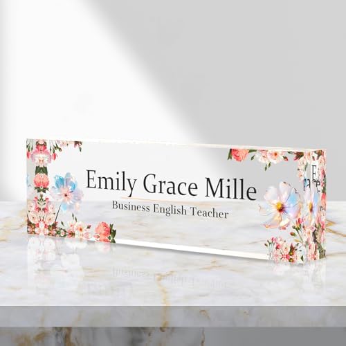 Personalized Acrylic Office Desk Name Plate with Name and Title Printing by nyareka