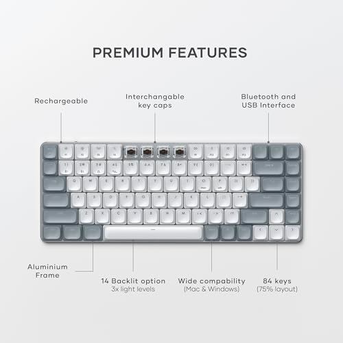 Satechi SM1 75% Mechanical Keyboard, Backlit Bluetooth, Light Gray/White - Image 3