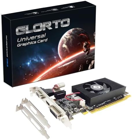 Glorto GeForce GT 210 1024 MB DDR3 Low Profile Graphics Card, PCI Express 1.0 x16, Entry Level GPU for PC, SFF and HTPC (HDMI/DVI/VGA) by GLORTO