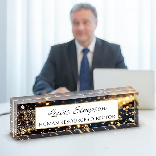 Desk Name Plate Personalized, Desk Double sided pattern Name Plate Personalized Office Desk Decor for Women and Men, Teacher Nurse Boss Employee Appreciation Gifts (starry sky, gift box) - Image 7