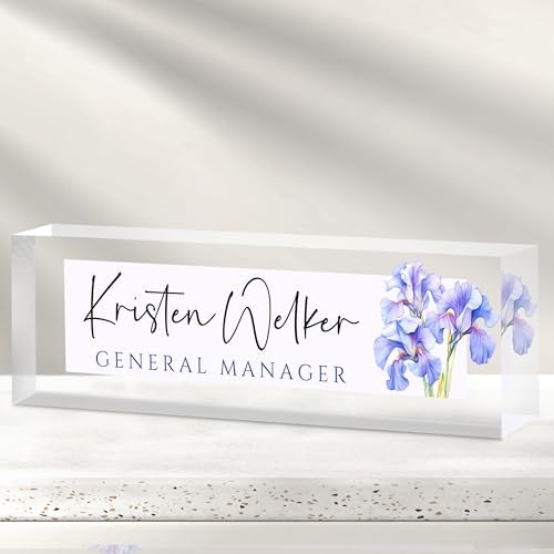 Desk Name Plate Personalized, Custom Name Plate for Desk, Personalized Teacher Appreciation Gifts for Desk Decor, Office Gifts for Coworkers Employees Boss, Teacher, Social Worker(Purple Orchids) by Gowelly