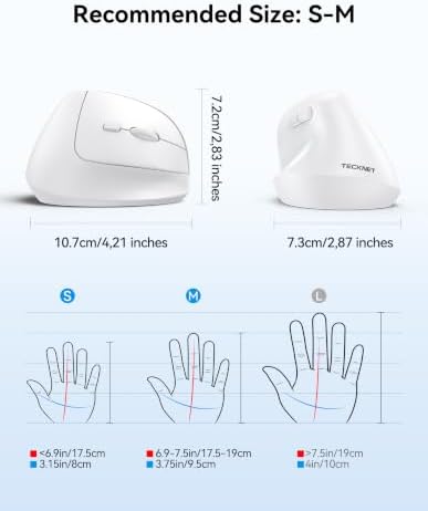 TECKNET Ergonomic Mouse, BT5.3/2.4G, Silent Wireless Vertical, Rechargeable - Image 6