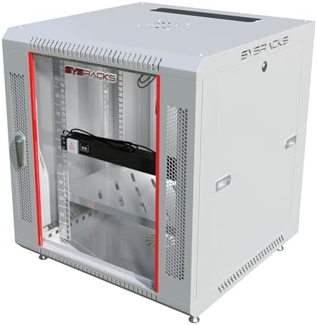 Sysracks 12U Gray Wall Rack Mount Server 18" Deep Network Cabinet, Server Rack with Fan, Removable Side Panels, Locking Glass Door 19" Computer Cabinet Enclosure Network Rack Case 12.450 - Image 3
