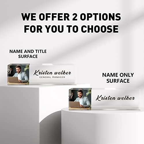 Desk Name Plate Personalized, Custom Name Plates for Desks, Office Desk Decor, Clear Acrylic Glass Block with Photo, Personalized Office Gifts for Women Men Coworkers Boss Teachers, Appreciation Gifts - Image 2