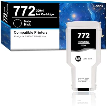 772 Matte Black Ink Cartridge for DesignJet Z5200 Z5400, 1 Pack by Aulay