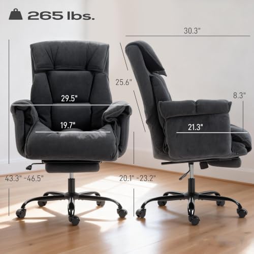 HOMCOM Executive Office Chair Comfy with Foot Rest Reclining Dark Gray - Image 3