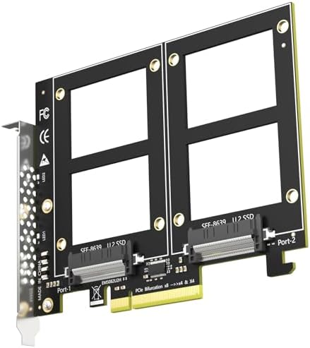 GLOTRENDS PU21 Dual U.2 SFF-8639 SSD to PCIe 3.0 X8, Bifurcation Required by GLOTRENDS