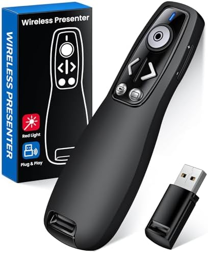 Presentation Clicker Wireless Presenter Remote for PowerPoint, RF 2.4GHz USB Powerpoint Clicker with Hyperlink & Volume Control PowerPoint Slide Advancer for Mac, Computer, Laptop by Unknown