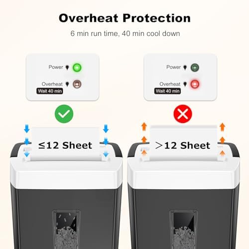 Bonsaii 12-Sheet Cross-Cut Heavy Duty Paper Shredder, P-4 Security, 5.5 Gal - Image 5