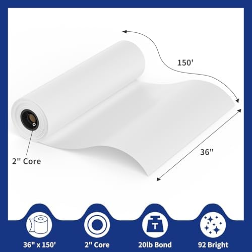 RBHK Wide Format Paper 36" x 150' CAD Bond Rolls, 2" Core, 1 Roll 20 lb Wide Format Plotter Paper for CAD Drawings, Engineering Plans, Blueprints & Architectural Designs - Image 2