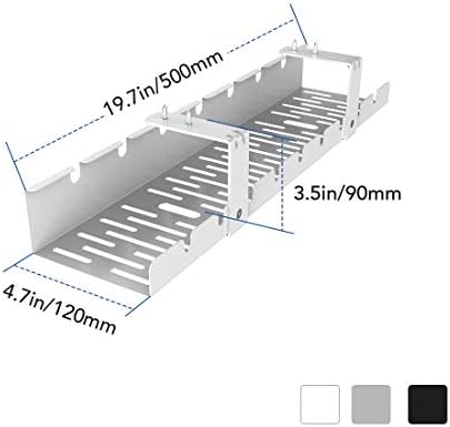 FLEXISPOT Under Desk Cable Management Tray, Metal Raceway Wires Cable Tidy Organizer Office and Home Cable Tray Use for Standing Desk (White) - Image 3