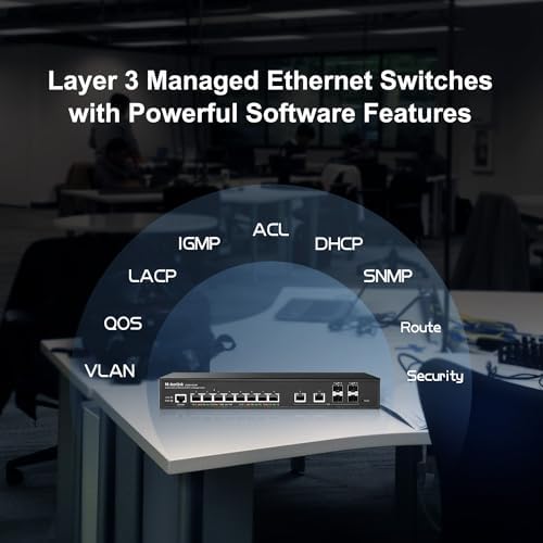 MokerLink 8 Port 2.5 Gigabit Managed Switch, 2x10G Ethernet Ports, 4x10G SFP+ Ports, Web/CLI L3 Managed, Desktop|Rackmount Network Switch - Image 4