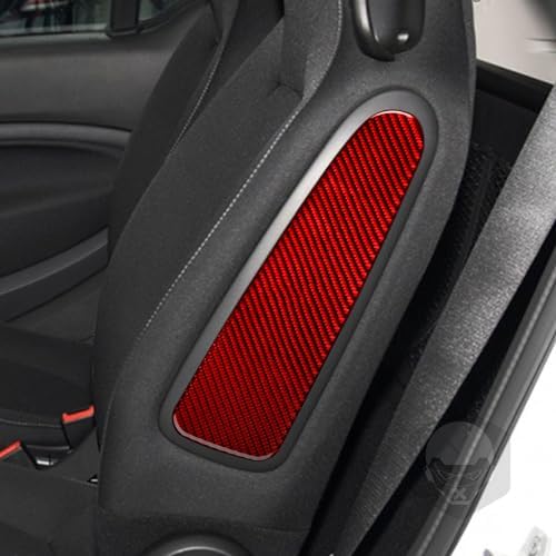 Real Soft Red Carbon Fiber Car Seat Side Panel Anti-Scratch Cover Collision Protector Sticker Auto Interior Decoration Accessories Compatible with Benz Smart 2016 2017 2018 2019 2020 2021 - Image 3