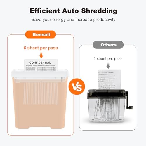 Bonsaii 6-Sheet Small Strip Cut Paper Shredder for Home,Without Basket - Image 5
