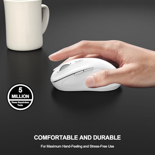 WisFox 2.4GHz Wireless Mouse for Laptop, Ergonomic 6-Button, White - Image 7