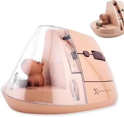 X9 Performance Wireless Vertical Ergonomic Mouse - Click with Capybara - (BT + 2.4G) Up to 4000 DPI, 6 Button, Rechargeable - Bluetooth Ergonomic Vertical Mouse Wireless - for Mac and PC - Brown by X9Performance
