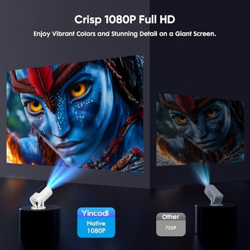 [Built-in Apps] Mini Projector with WiFi and Bluetooth, Native 1080P Portable Movie Projector for Bedroom, Android 12, Auto Vertical Keystone, 180° Rotation, Compatible with HDMI/USB/TV Stick/Laptop - Image 6