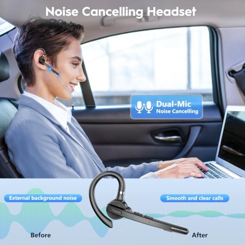 Bluetooth Headset 72H Work Single-Ear Wireless Earpiece for Cell Phone Call - Image 5