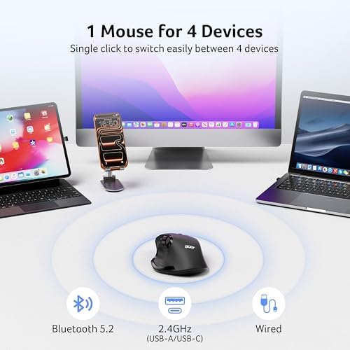 Acer Wireless Mouse for Laptop, Computer Mouse Ergonomic for 4 Devices - Image 2