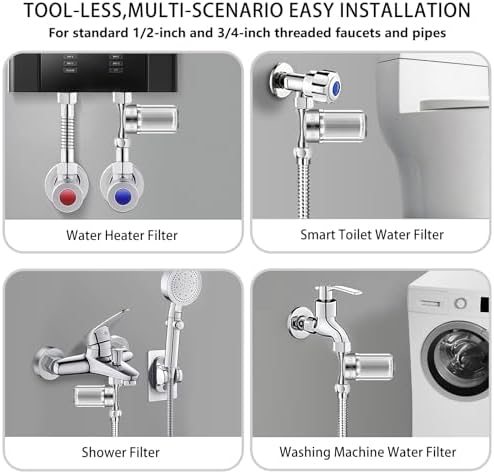 Reusable Washer Water Filter, 40 Micron Anti Scale Washing Machine Water Filter, For Washer, Heater, Faucet, Large Capacity, Brass Chrome Rust Prevention Sediment Filter, With 3/4'' Adapter - Image 4