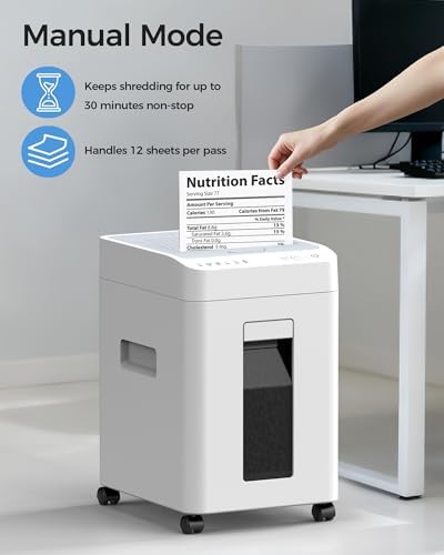 110-Sheet Micro-Cut Paper Shredder Auto Feed Shredders P-4 High Security for Home Office 6.8 Gallon Bin with Casters - Image 3