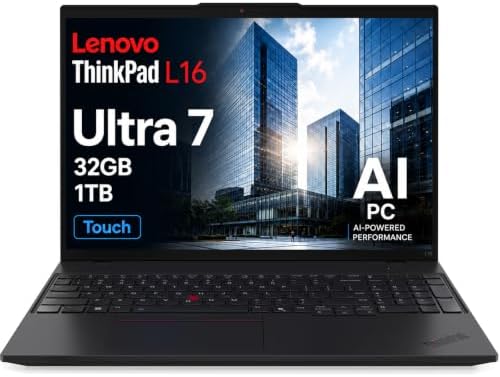 Lenovo ThinkPad L16 Business AI PC Laptop (16" FHD+ Touchscreen, Intel Ultra 7 255U (> AMD Ryzen AI 7 PRO), 32GB DDR5, 1TB SSD), Alternative T16 E16, Numeric Keypad, 2x Thunderbolt 4, Win 11 Pro by ISTComputers