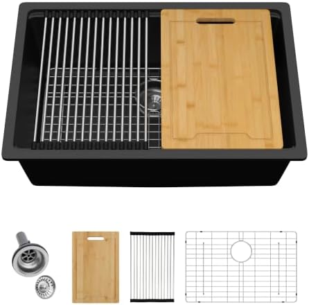 Logmey 28 Inch Black Granite Composite Sink by Logmey