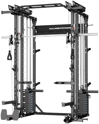 Major Fitness Drone MAX V Smith Machine with Weight Stacks, All-in-One Home Gym Squat Rack--2500LB Capacity, Dual LAT Pull-Down Systems & Cable Crossover Machine, Heavy-Duty Full-Body Workout Machine by MAJORFITNESS