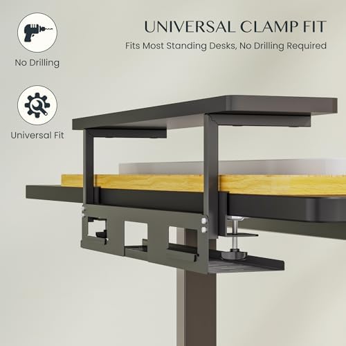 FlexiSpot Under Desk Cable Management Tray with Monitor Riser, No Drill - Image 4