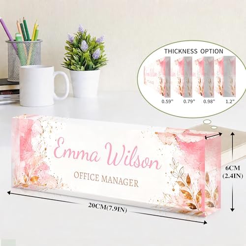 Custom Name Plate for Desk, Acrylic Desk Name Plate Personalized, Employee Appreciation Gifts, Office Desk Accessories for Women Men Teacher Nurse, Coworker Gifts for Manager Assistant (Blush) - Image 4