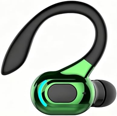 Wireless Headset Business Headphones,Waterproof Hanging Single Ear Earbuds,Mono Wireless Headset Noise Cancelling Sports Wireless Earpiece with Mic for Smart Phones (Green) by YourBestChoose