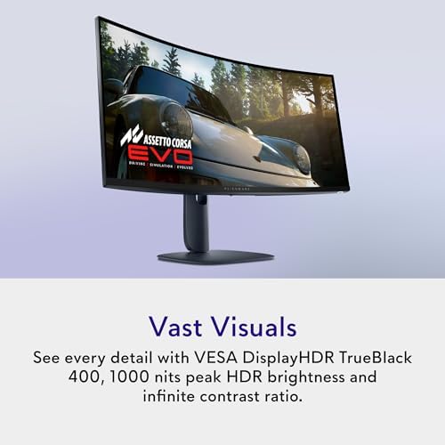 Alienware 34 240Hz QD-OLED Curved Gaming Monitor - AW3425DW - 34.2-inch WQHD (3440 x 1440) 0.03ms Display, 1800R Curve, AMD FreeSync Premium Pro, VESA AdaptiveSync, DisplayHDR TrueBlack 400 - Image 5