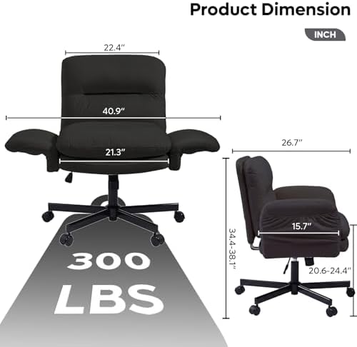 Bestier Criss Cross Office Chair with Flip-Up Arms, Comfy Wide Vanity Chair - Image 2