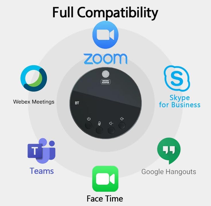 Conference Speaker and Microphone, Bluetooth Speakerphone for Small Meeting Room & Home Office，Wireless Conference Speaker 360°Voice Pick up with Noise Cancellation Mics for Computer/Laptop - Image 6