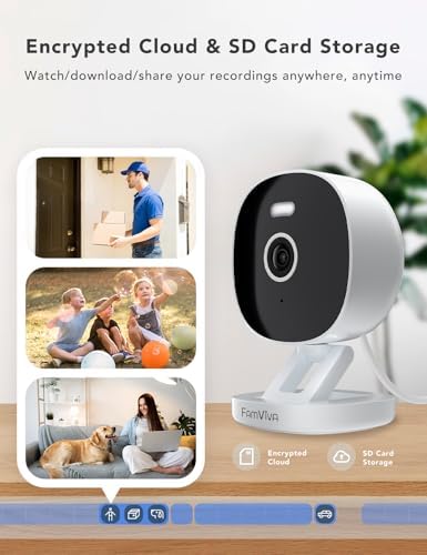 2K Wired Security Camera, Indoor/Outdoor for Home, Pet, Baby, Nanny, IP65 Waterproof Color Night Vision, White Light & Siren, Recording, Motion Detection, Works with Alexa,Plug in, White-4P - Image 3