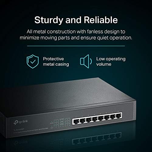 TP-Link 8 Port Gigabit PoE Switch | 8 PoE+ Ports @126W | Plug & Play | Limited Lifetime Protection | Desktop/ Rackmount | Prioritized Power Supply | Sturdy Metal | Shielded Ports (TL-SG1008MP) - Image 2