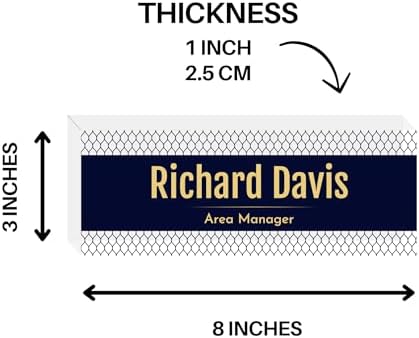 Customized Clear Acrylic Thick 8x3" Desk Name Plate Block with Personalized Logo - Professional Office Decor - Customized Acrylic Plate Gift for Teacher Co-workers (Elegant Navy) - Image 6