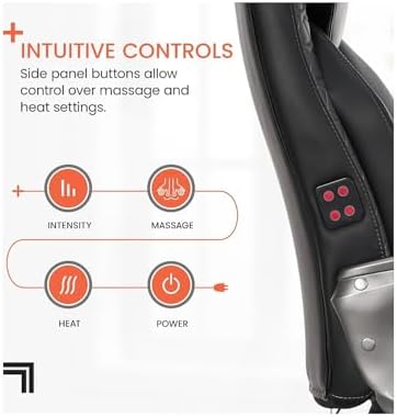 Sharper Image S-600 Active Lumbar Heated Ergonomic Bonded Leather Swivel Executive Massage Chair, Black (60098-BLK) - Image 5