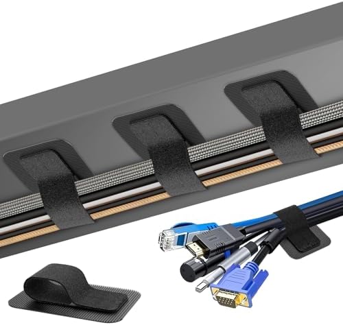 Cable Management Under Desk, 【Up to 15 Cord】【Enhanced Wire Holder】 Cord Organizer Holder, Adjustable Hook and Loop Cable Ties, Wire Clips Under Table Hider, 40 Pair(Black) by Liveabetterlife