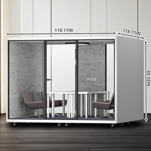 Office Pod Booth with Audio Privacy,Modern Sound Booth with White Modern Style,Sounproof Room with Light,Ventilation,Socket for Meeting Room,Band Practice,Home Gym(118.11IN) - Image 2