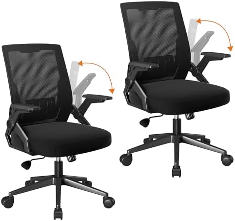 GTPLAYER Ergonomic Office Chair with Flip-up Armrests Executive Computer Chair for Home Office, Breathable Mesh & Comfy Lumbar Support, Pack of 2, Space Black by GTPLAYER