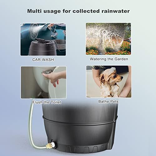 45 Gallon Rain Barrel for Gutter Rainwater Collection, BPA-Free Water Catcher with Mesh Screen, Lid, Spigot and Hose, Outdoor Water Storage for Garden Watering and Lawn Care - Image 4