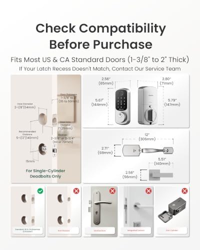 DESLOC B200 Smart Front Door Lock Handle Set, Fingerprint & App Control - Image 6