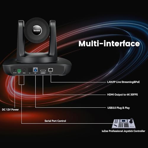4K UHD PTZ Camera AI-Auto Tracking, 20X Optical Zoom, USB3.0/HDMI/LAN PoE, IP Live Streaming, PTZ Conference Room Camera for Church Services Education Conference Events, Work with YouTube OBS - Image 6