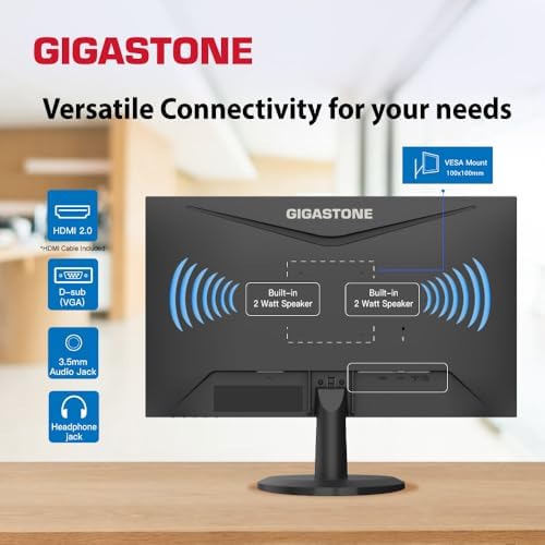 Gigastone 24 inch IPS LED Back Light Monitor 2-Pack 100Hz FHD 1920 x 1080,178°WideView,Frameless, Dual Monitor, MPRT 1ms, Built-in Speakers, Eye Care Technology, Ergonomic Tilt VESA Mount, HDMI VGA - Image 5