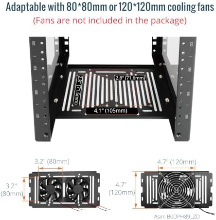 Tecmojo 9U Network Rack, 10 inch Mini Server Rack with 2 Side Translucent Panels & 2 Top Handles, 7.87 inch Deep, for 10 inch IT Equipment & A/V Devices, Black - Image 5