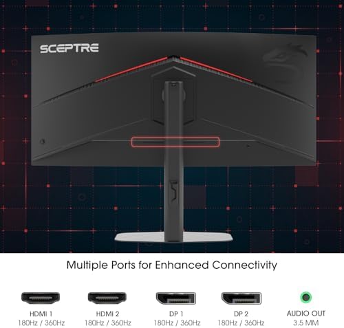 New! Sceptre Curved 39.7-inch 5K2K 5120 x 2160 UHD+ Prime Gaming Monitor up to 180Hz 1000R 1ms DisplayPort X2 HDMI X2 Build-in Speakers, Height Adjustable Machine Black 2027 (C415B-UUS360 Series) - Image 6