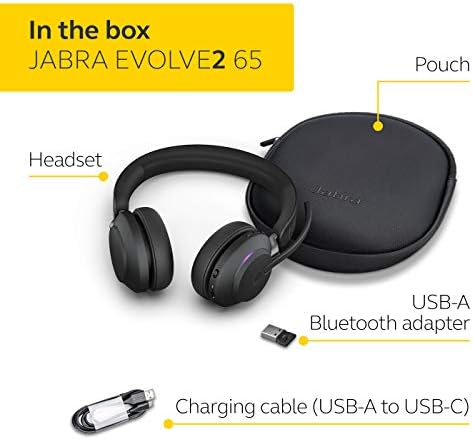 Jabra Evolve2 65 MS Wireless Headphones with Link380a, Stereo, Black – Wireless Bluetooth Headset for Calls and Music, 37 Hours of Battery Life, Passive Noise Cancelling Headphones - Image 2